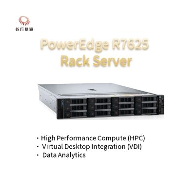 2U Two Socket PowerEdge R7625 Rack Server 4η γενιά AMD EPYCTM επεξεργαστές έως 8x PCIe Gen5 Slots 12 x 2,5 "SATA/SAS SSDs
