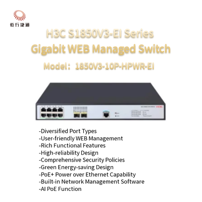 Διαχειριζόμενος διακόπτης WEB H3C S1850V3-EI Series 1850V3-10P-HPWR-EI Gigabit
